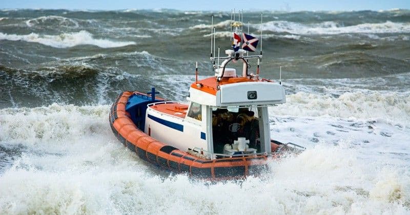 Coast Guard On Stormy Sea