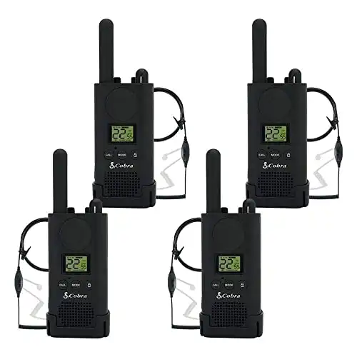 Cobra PX500 Walkie Talkies Pro Business Two-Way Radios (Four Pack, Bundled with Four GA-SV01 Headsets) (PX500BC2-SV01)