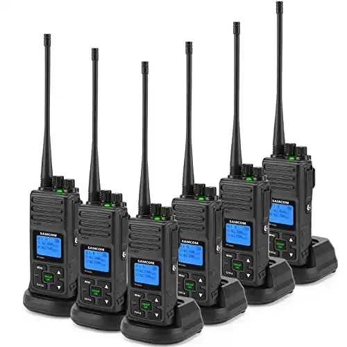 Two Way Radios, SAMCOM FPCN30A 2 Way Radio Long Range 5 Watts UHF Rechargeable 1500mAh Battery Programmable Walkie Talkies for Adult, Dual Channels/Group Call/Earpiece/,6 Packs