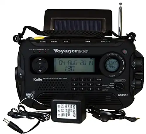 Kaito Voyager Pro KA600 AM/FM/LW/SW + NOAA Weather Emergency Radio with Cellphone Charger
