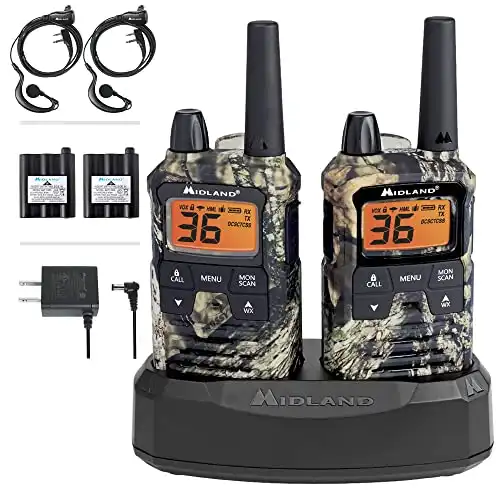 Midland T295VP4 X-TALKER GMRS Long Range Walkie Talkie - Two Way Radio with NOAA Weather Scan + Alert, and 121 Privacy Codes (Camo, 2 Radios)