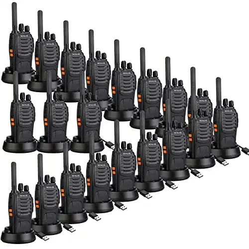 Retevis H-777 2 Way Radios Walkie Talkies Long Range,16CH Rechargeable Two Way Radios, Hand Free Walkie Talkies for Adults with USB Charging Base and Wall Adpter (Black, 20 Pack)