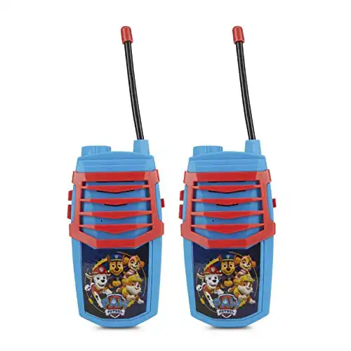 Sakar Paw Patrol Molded Walkie Talkie for Kids, Safe and Flexible Antenna, Over 1000ft Range, Easy-to-Use Power Switch, Belt Clip, Pack of 2, Camping Accessories, 2-Pack, Outdoor Toys