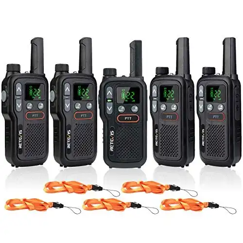 Retevis RB18 Walkie Talkies for Adults,Portable Small Two Way Radio Rechargeable,22 CH NOAA Dual PTT Flashlight VOX,Long Range 2 Way Radio for Commercial School Restaurant Grocery Store(5 Pack)