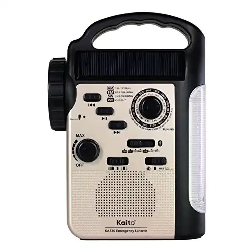 Kaito KA340 5-Way Powered Rechargeable LED Camping Lantern & Emergency NOAA Weather Alert Radio