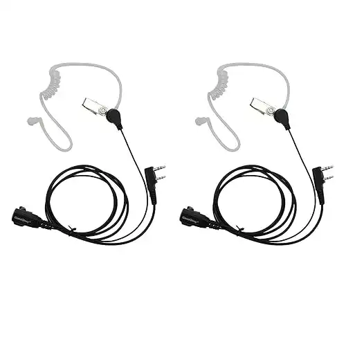 GoodQbuy 2 Pin PTT Mic Covert Acoustic Tube Earpiece Headset is Compatible with Kenwood PUXING Baofeng UV5R 666s 888S Retevis H-777 2 Way Radio Walkie Talkies (Pack of 2)