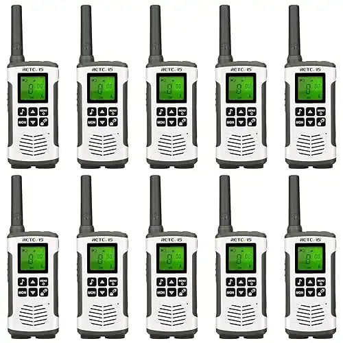 Retevis RT45 Walkie Talkies 10 Pack AA Rechargeable LCD Display, Two Way Radio Long Range,22 Channels Flashlight VOX,2 Way Radios for Adult, Business Retail School Hotel