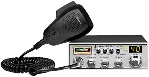Cobra 25LTD Professional CB Radio - Emergency Radio, Travel Essentials, Instant Channel 9, 4 Watt Output, Full 40 Channels, 9 Foot Cord, 4 Pin Connector