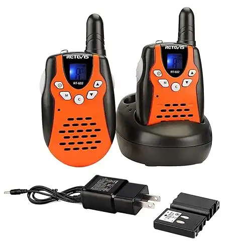 Retevis RT-602 Walkie Talkies for Kids,with Rechargeable Batteries Chargers,22 CH Flashlight,Walky Talky for 5-13 Year Old Boys Girls Spy,Toys Games(2 Pack,Orange)