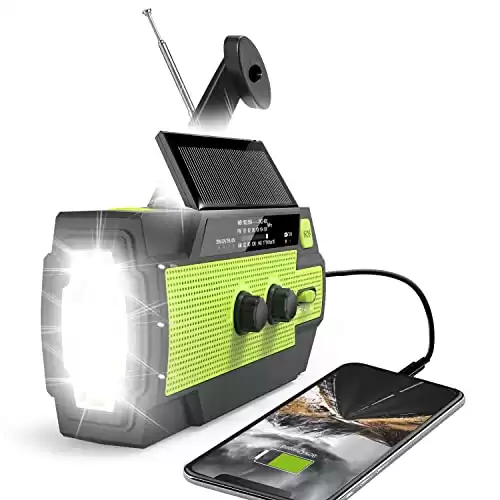 4000mAh Solar Hand Crank Portable AM/FM/NOAA Weather Radio