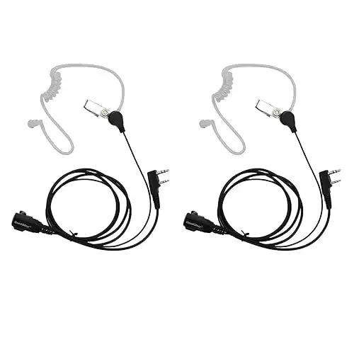 GoodQbuy 2 Pin PTT Mic Covert Acoustic Tube Earpiece Headset is Compatible with Kenwood PUXING Baofeng UV5R 666s 888S Retevis H-777 2 Way Radio Walkie Talkies (Pack of 2)