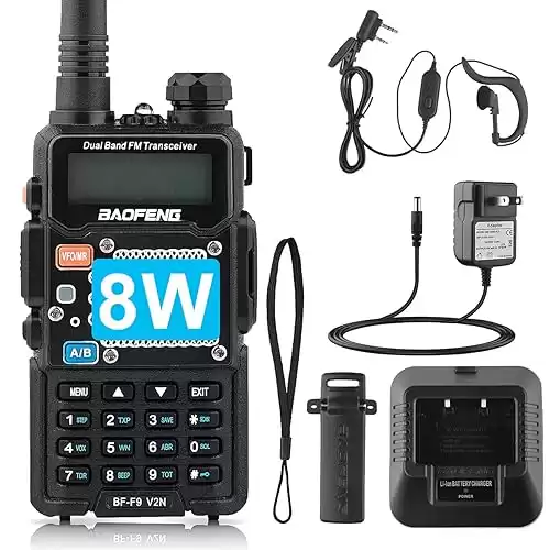 BaoFeng Two Way Radio 8-Watt Dual Band 2100mAh Li-ion Battery Portable Walkie Talkies