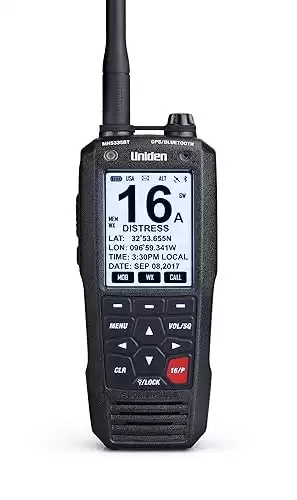 Uniden MHS335BT 6W Class D Floating Handheld VHF Marine Radio with Bluetooth, Text Message Directly To Other Vhf Text Message Capable Radios, IPX8 Submersible Design